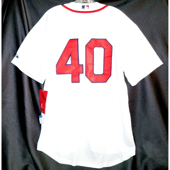 BOSTON RED SOX MAJESTIC STITCHED ONFIELD MLB #40 Jersey White Size 48 *flaw* NWT - Picture 8 of 11